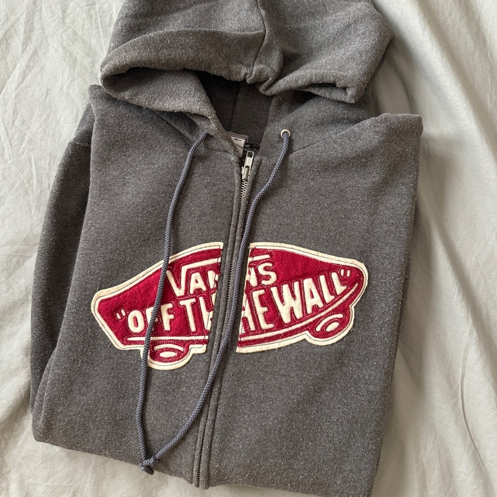 Vintage gray and red Vans zip up hoodie